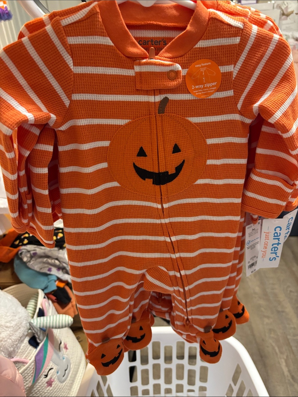 Carter's Orange w& White Striped Pumpkin Footie - Great for Resellers